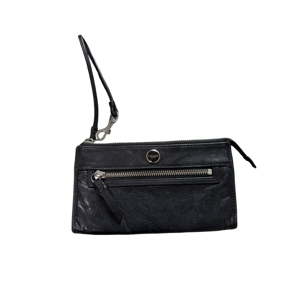 Vtg Coach Black Leather Legacy Clutch Wristlet Wallet Y2k Buttery Soft Logo